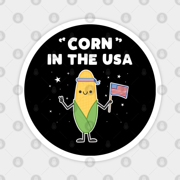 Funny Corn in the USA 4th of July Vegetable Patriot Pun Magnet by MedleyDesigns67